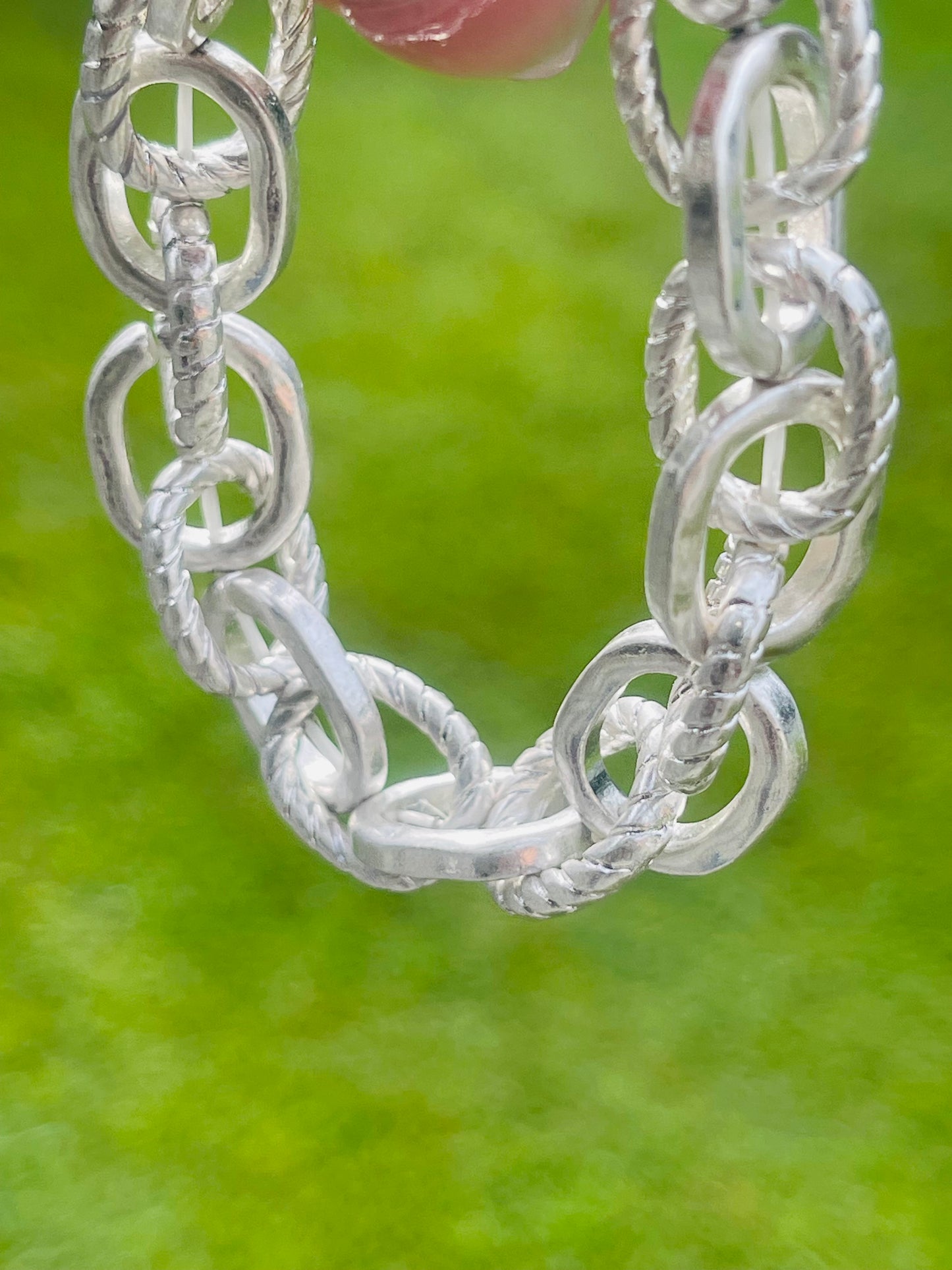 Silver Chunky Cable Link Stretch Bracelet