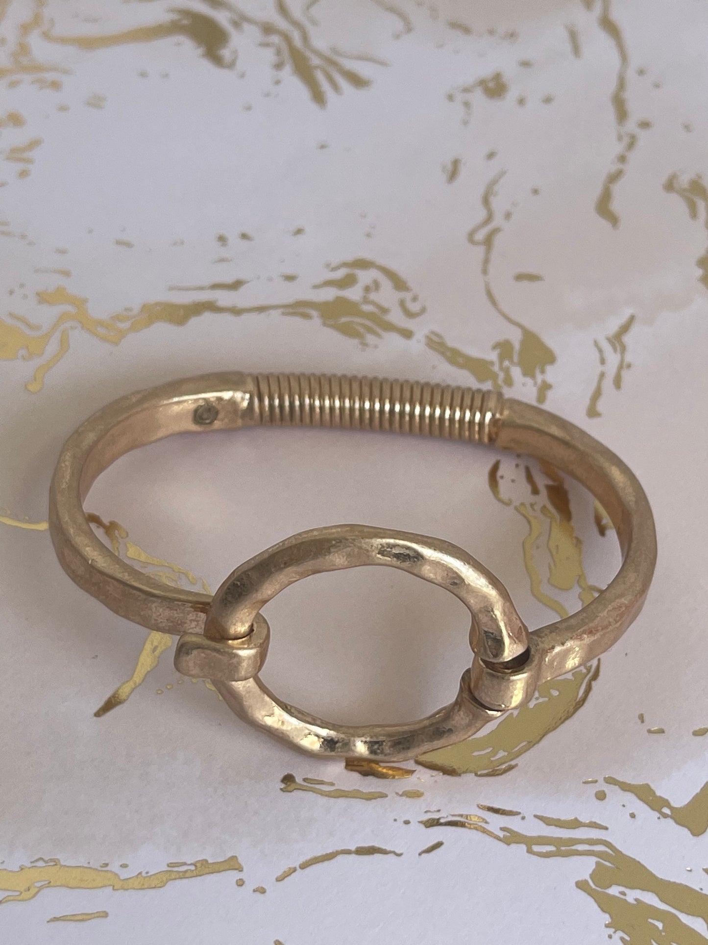 Gold Hammered Bangle Bracelet