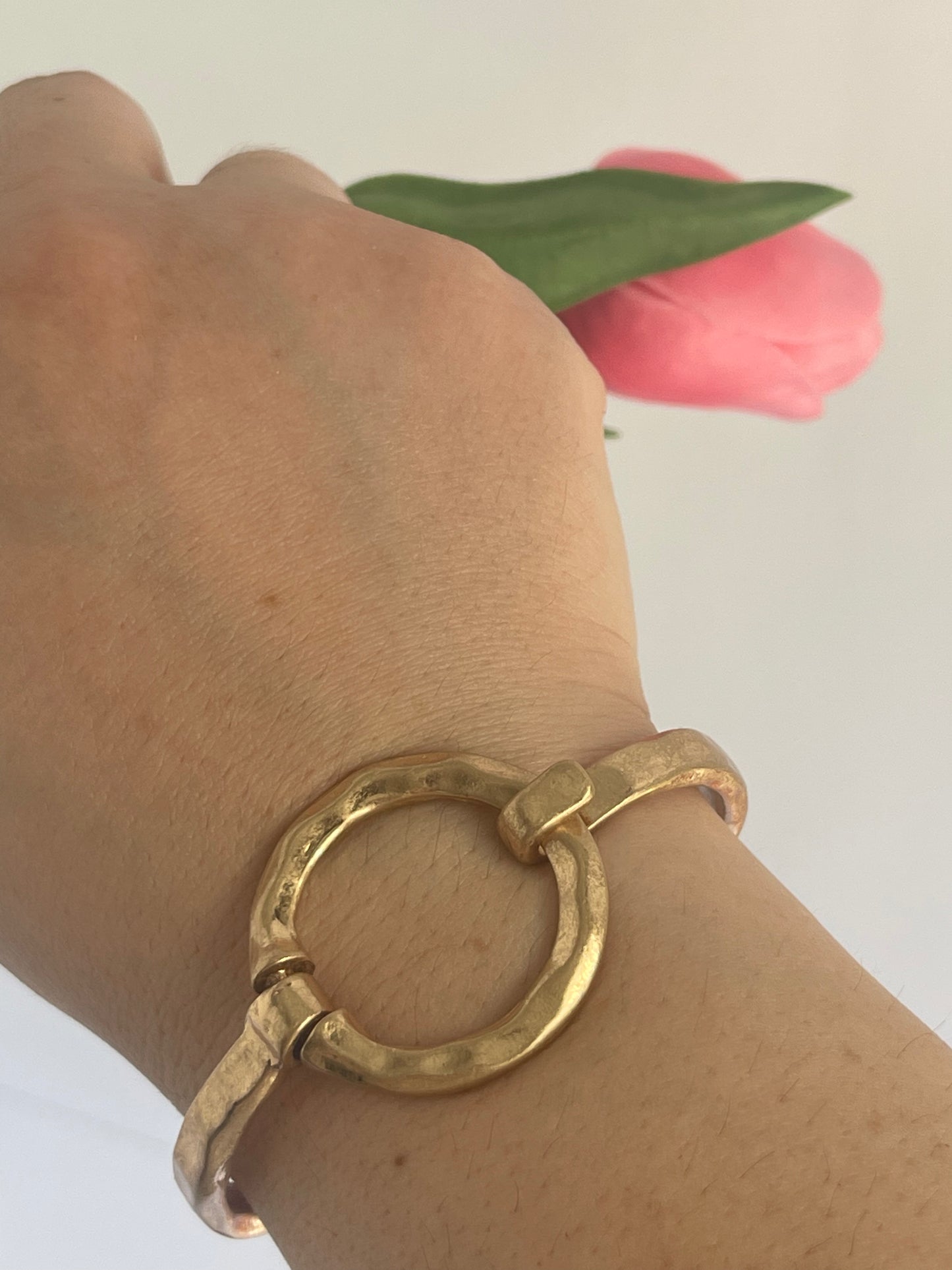 Gold Hammered Bangle Bracelet