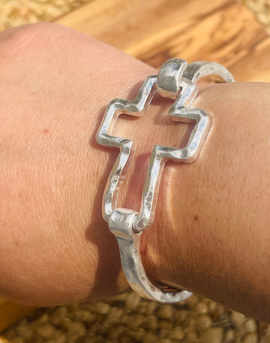 Cross Hammered Bracelet For Women Bangle  Bracelet Hammered Bangle Crossed Bangle Statement Bracelet Gift For Mothers Day