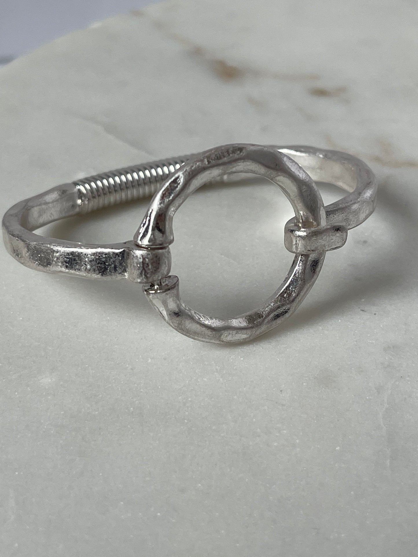 Hammered Silver Bangle Hammered Bracelet Open Circle Hinge Bangle Statement Bracelet Gift For Mothers Day