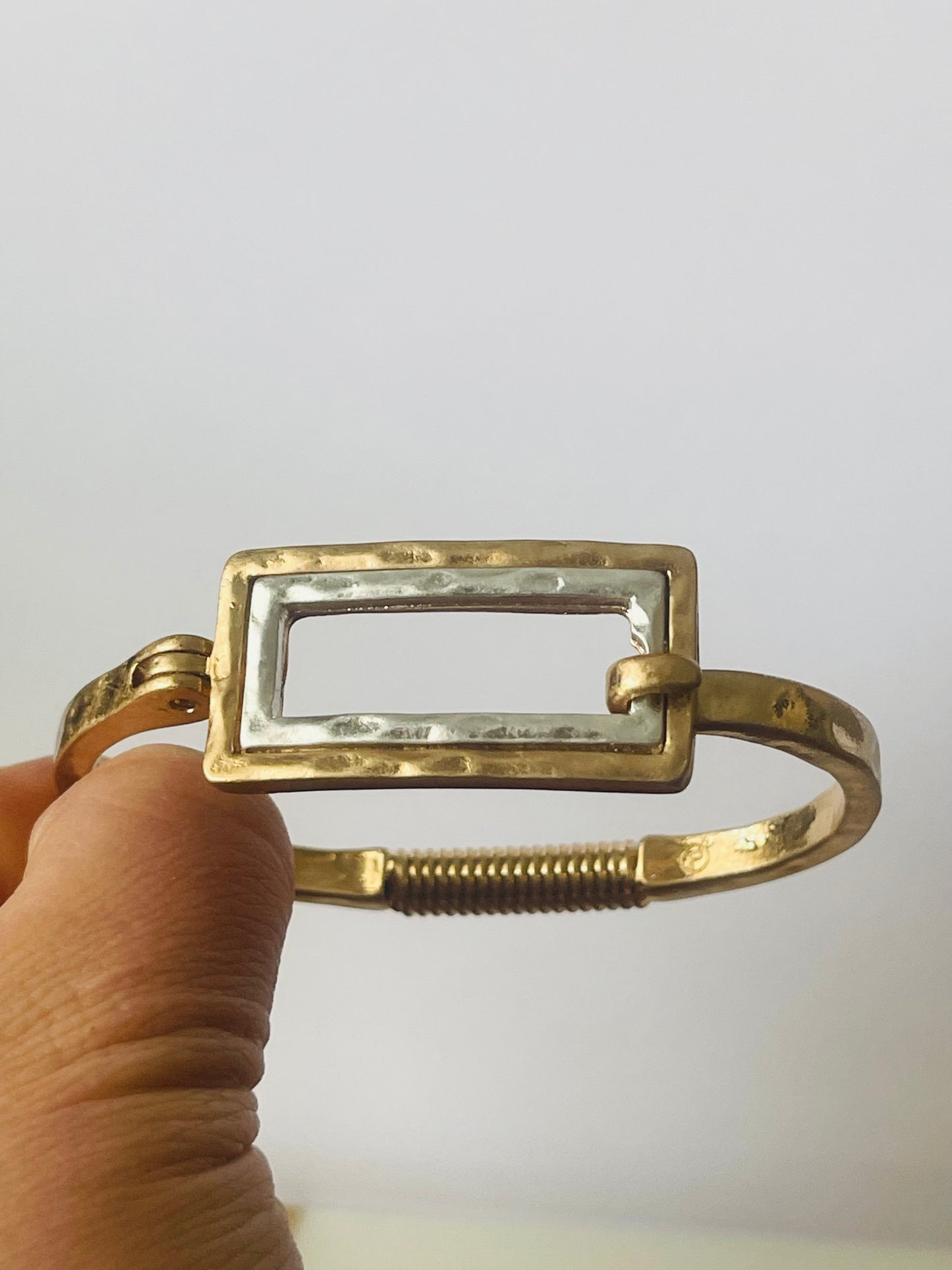 Hammered Two Tone Square Bracelet